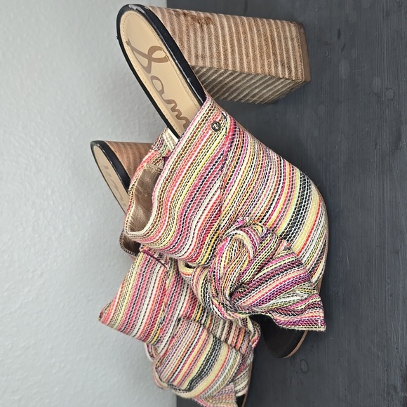 Sam Edelman Yumi Multi Color Bow Slide Heel Sandal Size 7 - Picture 5 of 11